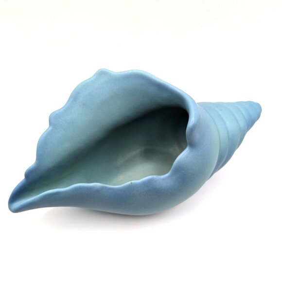 Vtg Van Briggle 9" Turquoise Conch Shell Fine Art Pottery Planter Signed EUC - Picture 1 of 7
